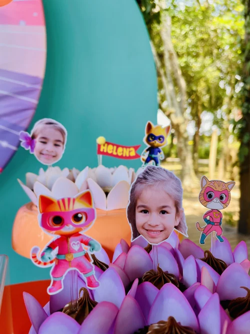 Decoração de festa Super Gatinhos — Festaria
