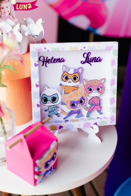 Decoração de festa Super Gatinhos — Festaria